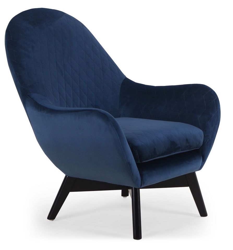 Fauteuil moderne en velours bleu Berlis - Photo n°1