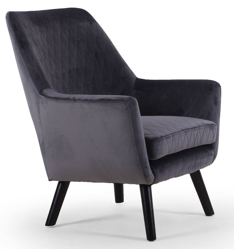 Fauteuil moderne en velours gris Madi - Photo n°1