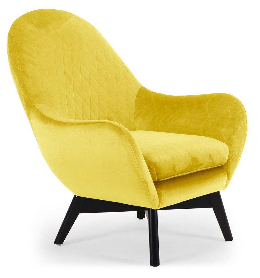 Fauteuil moderne en velours jaune Berlis - Photo n°1