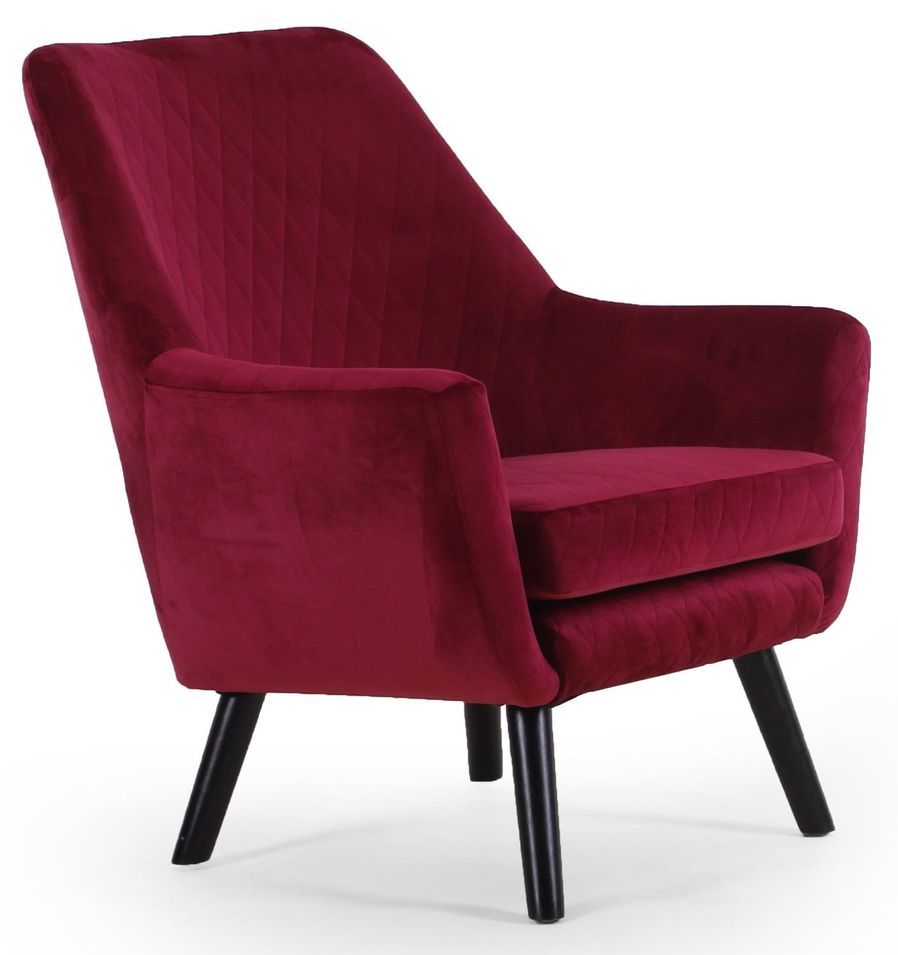 Fauteuil moderne en velours rouge Madi - Photo n°1