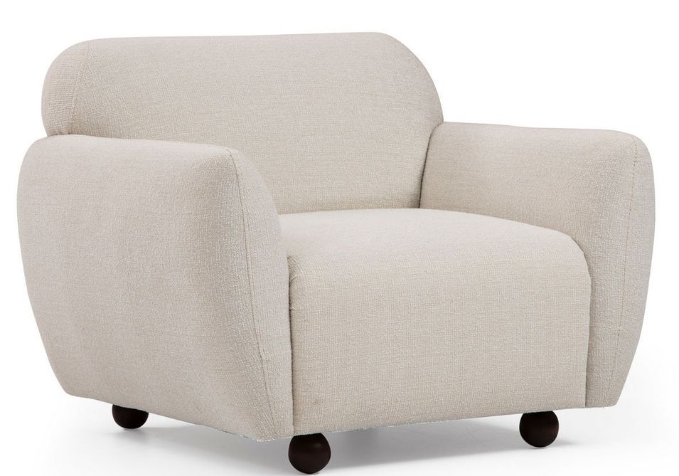 Fauteuil moderne tissu blanc cassé Kelly 90 cm - Photo n°1