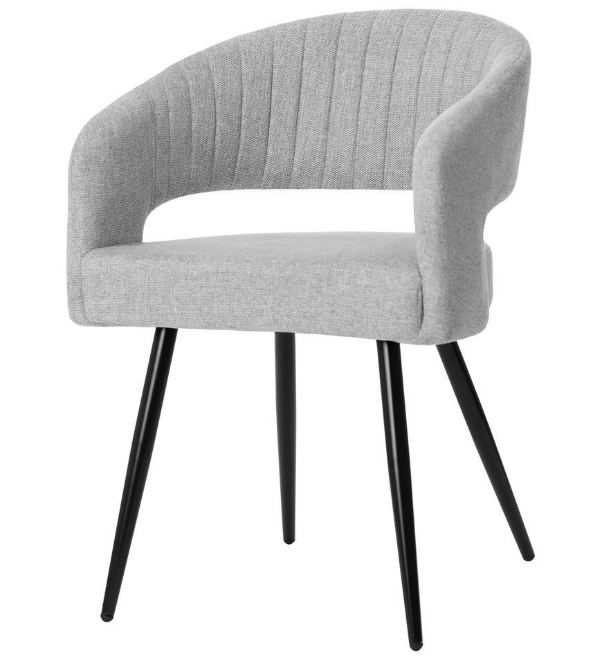 Fauteuil moderne tissu gris clair et pieds métal noir Kliro - Photo n°1