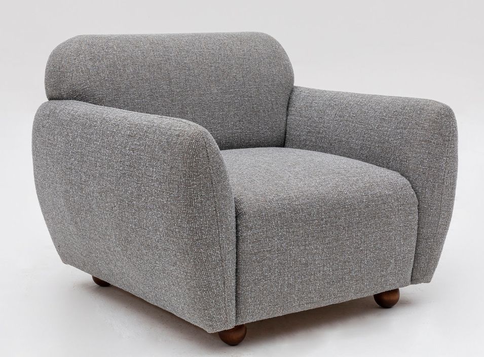 Fauteuil moderne tissu gris clair Kelly 90 cm - Photo n°1