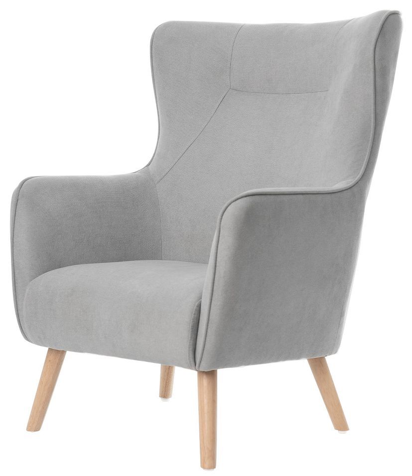 Fauteuil moderne dossier haut tissu gris clair Muky 77 cm - Photo n°1