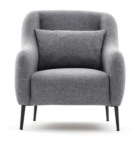 Fauteuil moderne tissu gris clair VALIKO - Photo n°1