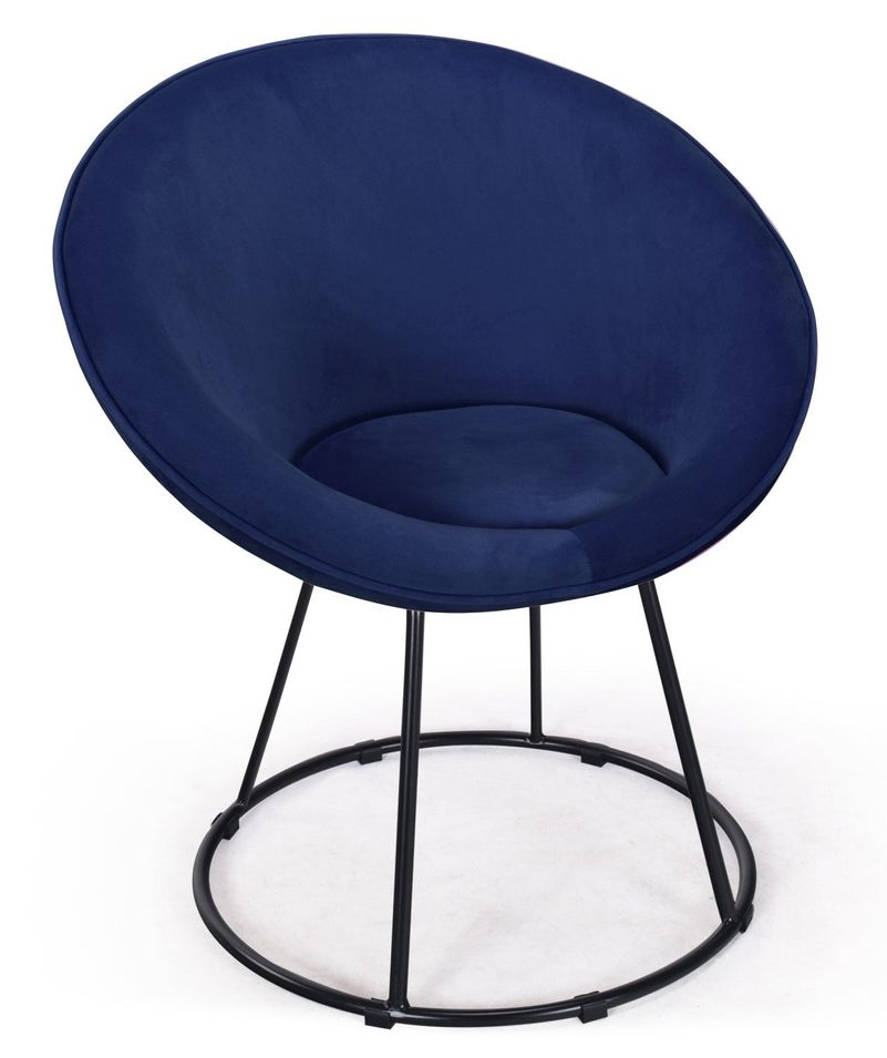 Fauteuil moderne velours bleu Berry - Photo n°1