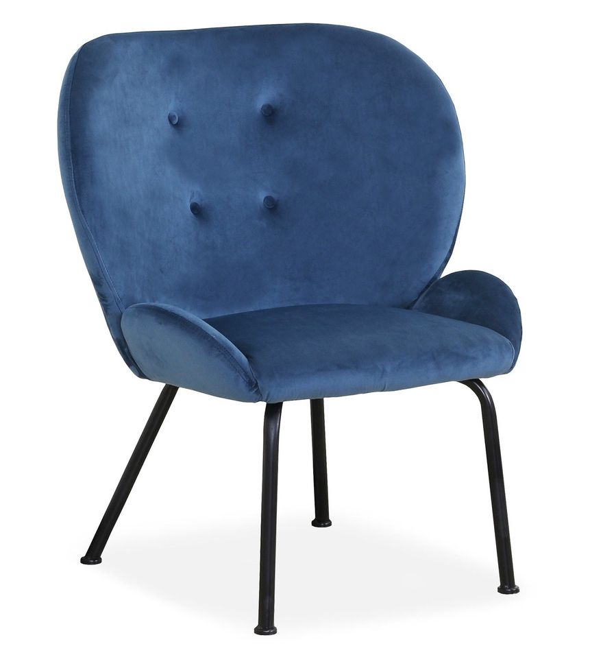 Fauteuil moderne velours bleu Clary - Photo n°1