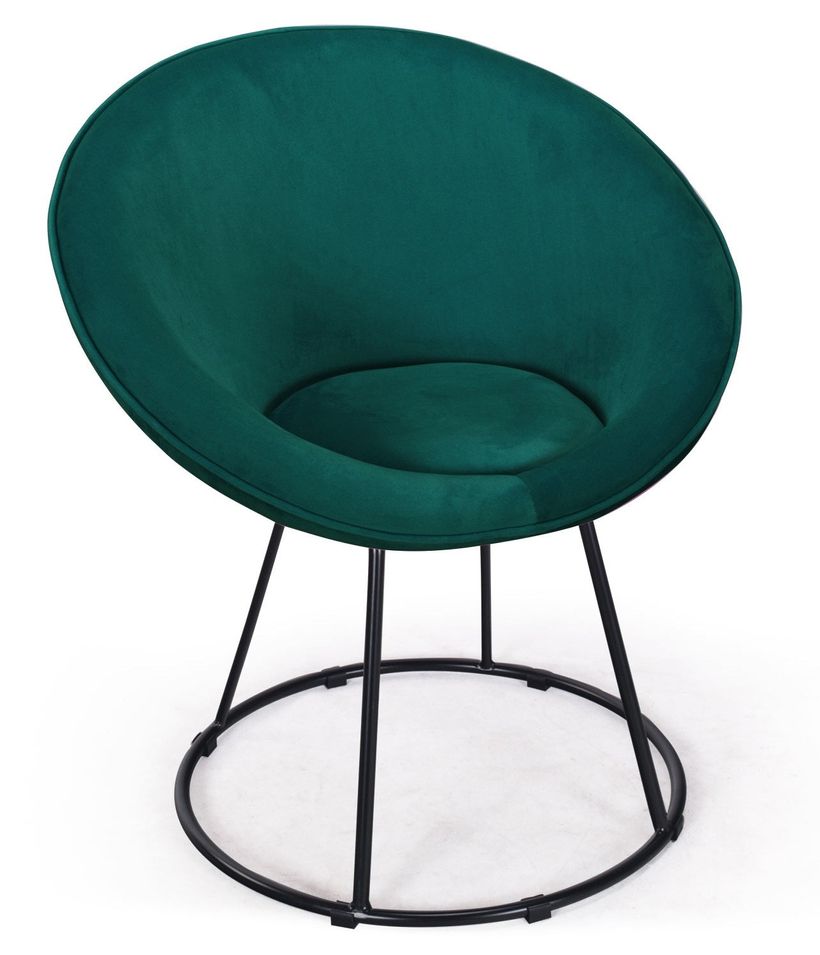 Fauteuil moderne velours vert Berry - Photo n°1