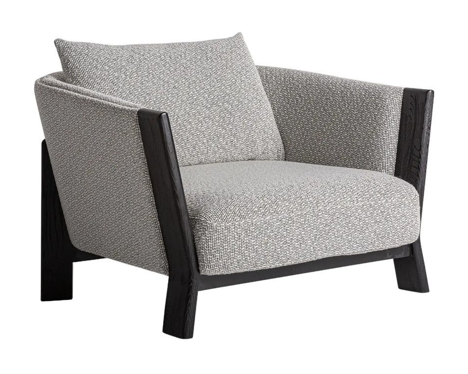 Fauteuil NARA – Bois massif de chêne brun clair et tissu - Photo n°1