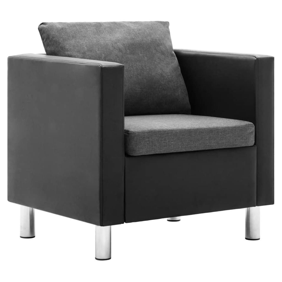 Fauteuil Noir et gris clair Similicuir - Photo n°1