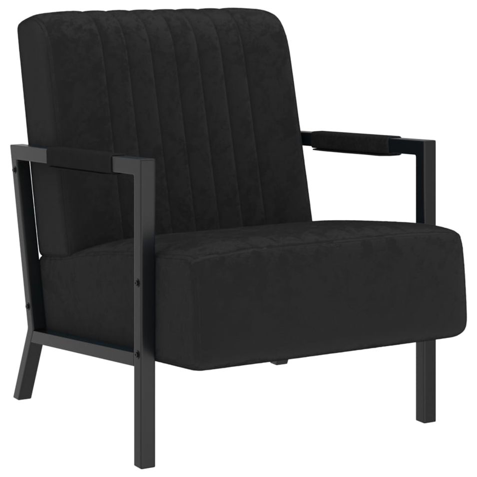 Fauteuil Noir Velours Dustry - Photo n°1
