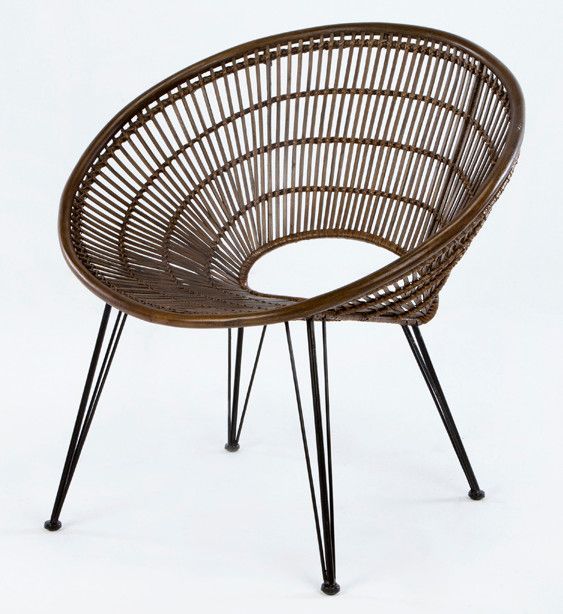 Fauteuil osier marron et pieds métal noir Gael - Photo n°1