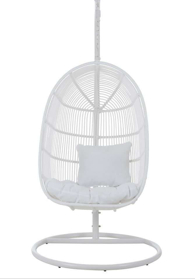 Fauteuil ovale suspendu acier effet rotin naturel BINO– Élégance aérienne - Photo n°1