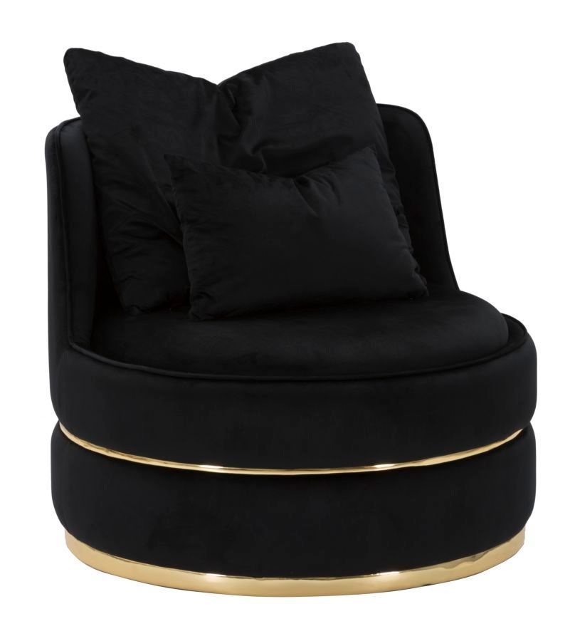 Fauteuil Paris Space noir capitonné doré design - Photo n°1