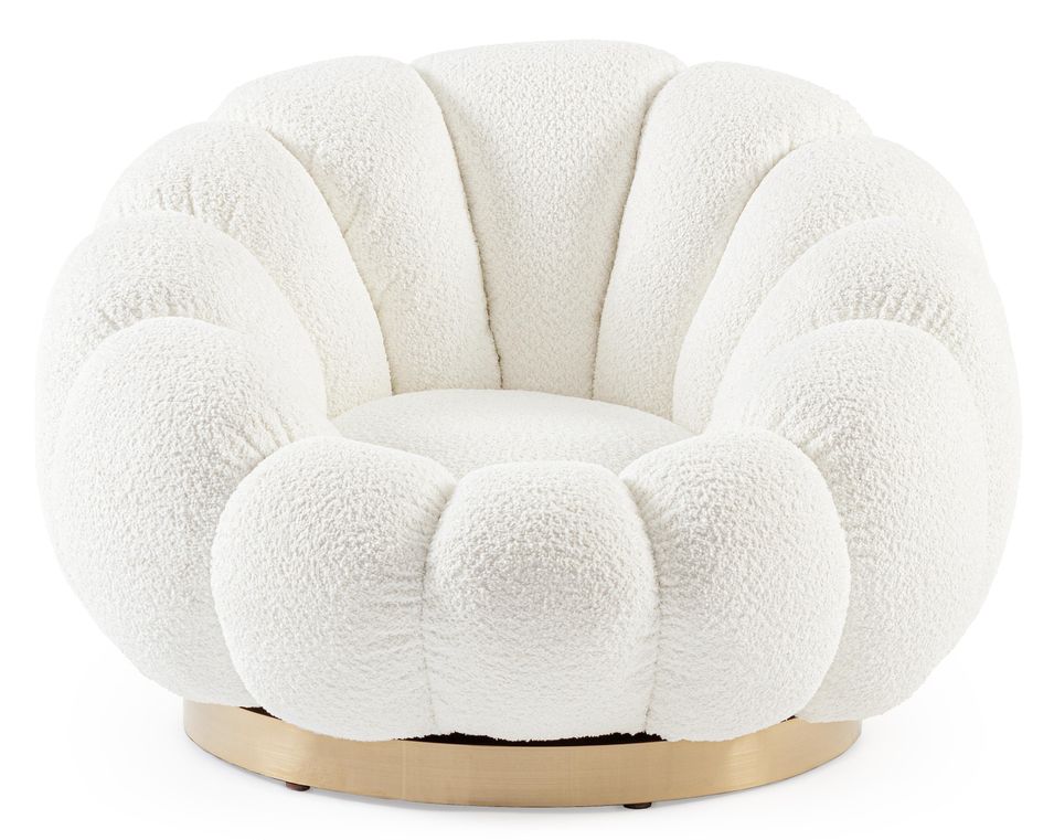 Fauteuil pivotant FLORE – Chic et douceur en tissu bouclette - Photo n°1