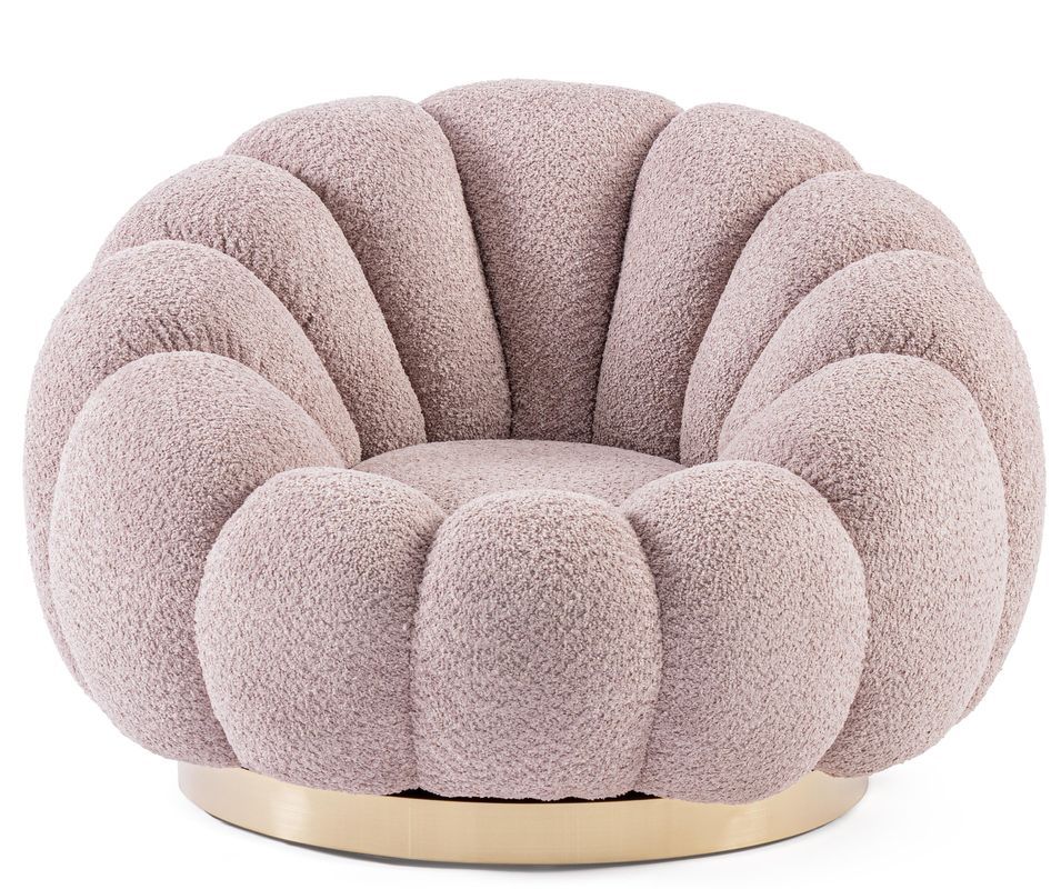 Fauteuil pivotant FLORE – Chic et douceur en tissu bouclette - Photo n°1