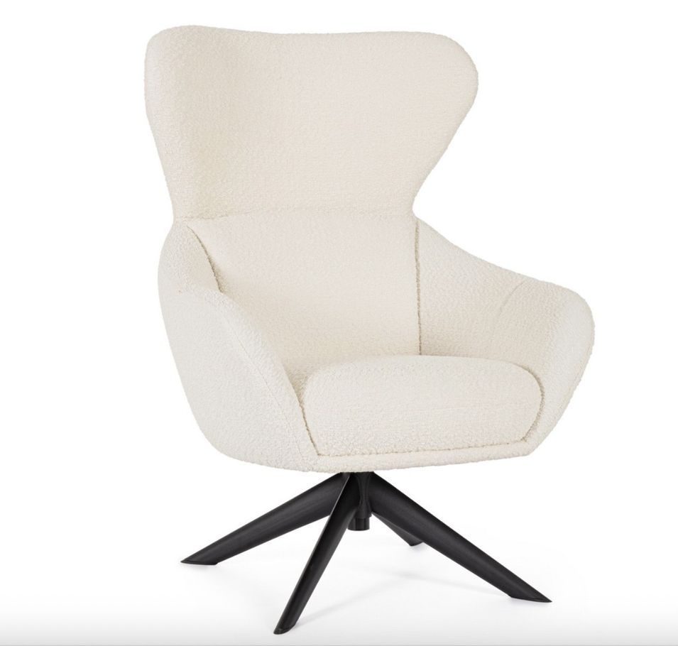 Fauteuil pivotant HAILEY - tissu & & pieds acier noir - Photo n°1