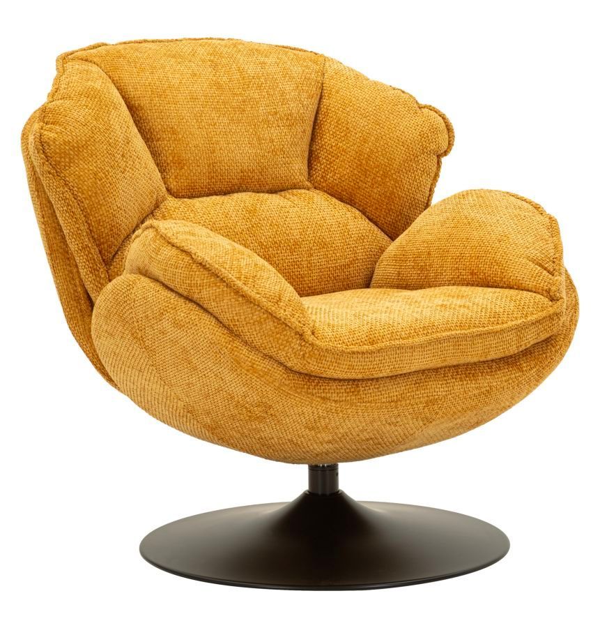 Fauteuil pivotant moutarde style rétro 85 x 80 x 81 cm - Photo n°1