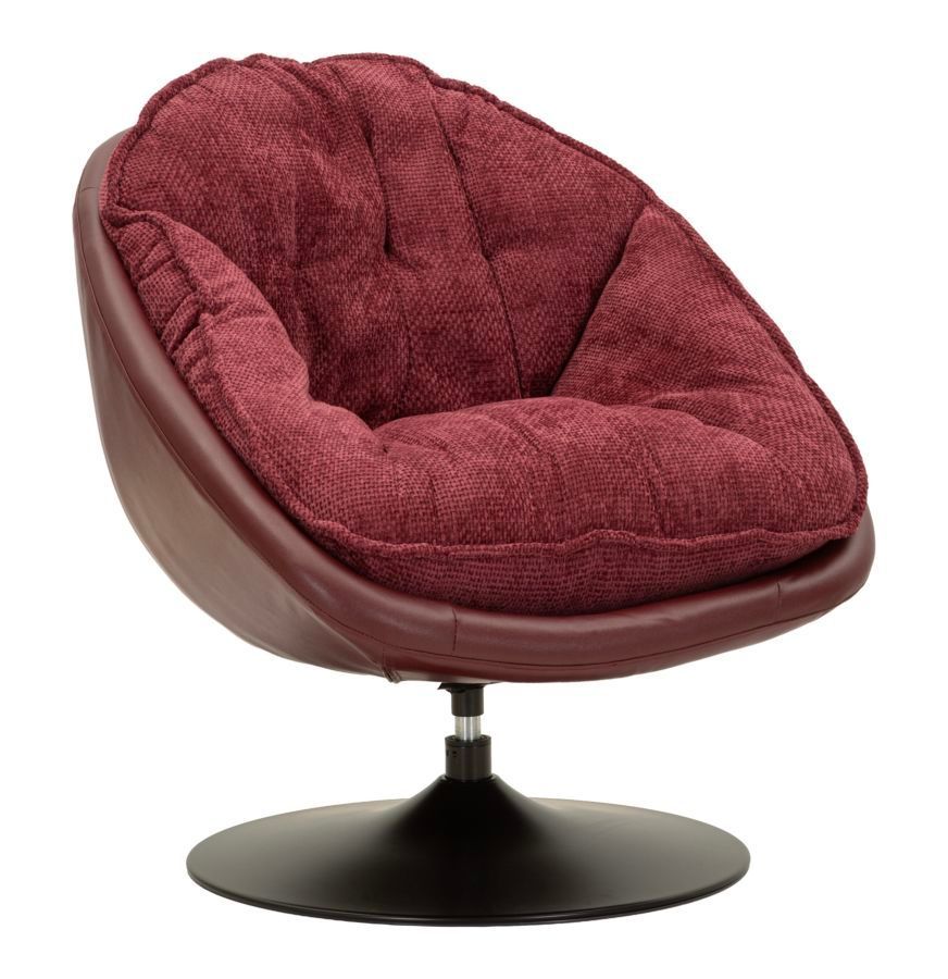 Fauteuil pivotant style rétro bordeaux 78 x 78 x 84 cm - Photo n°1