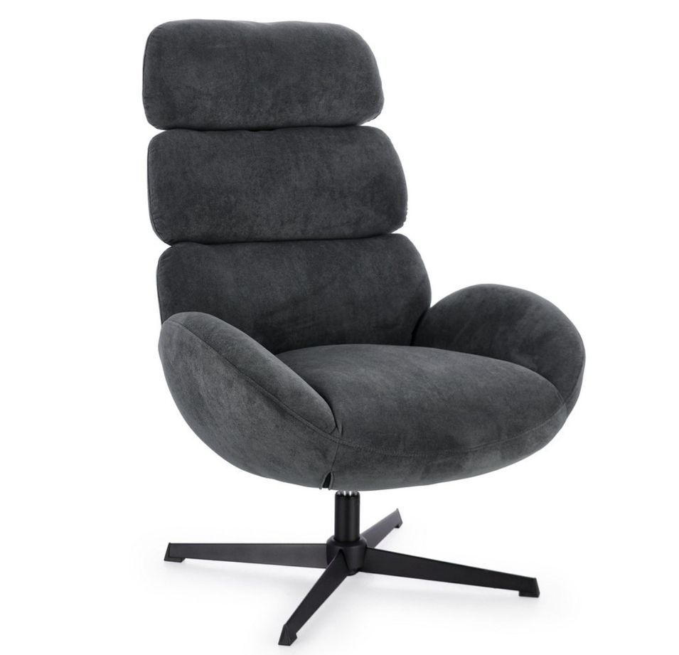 Fauteuil pivotant VIOLANTE - velours & pieds acier noir - Photo n°1