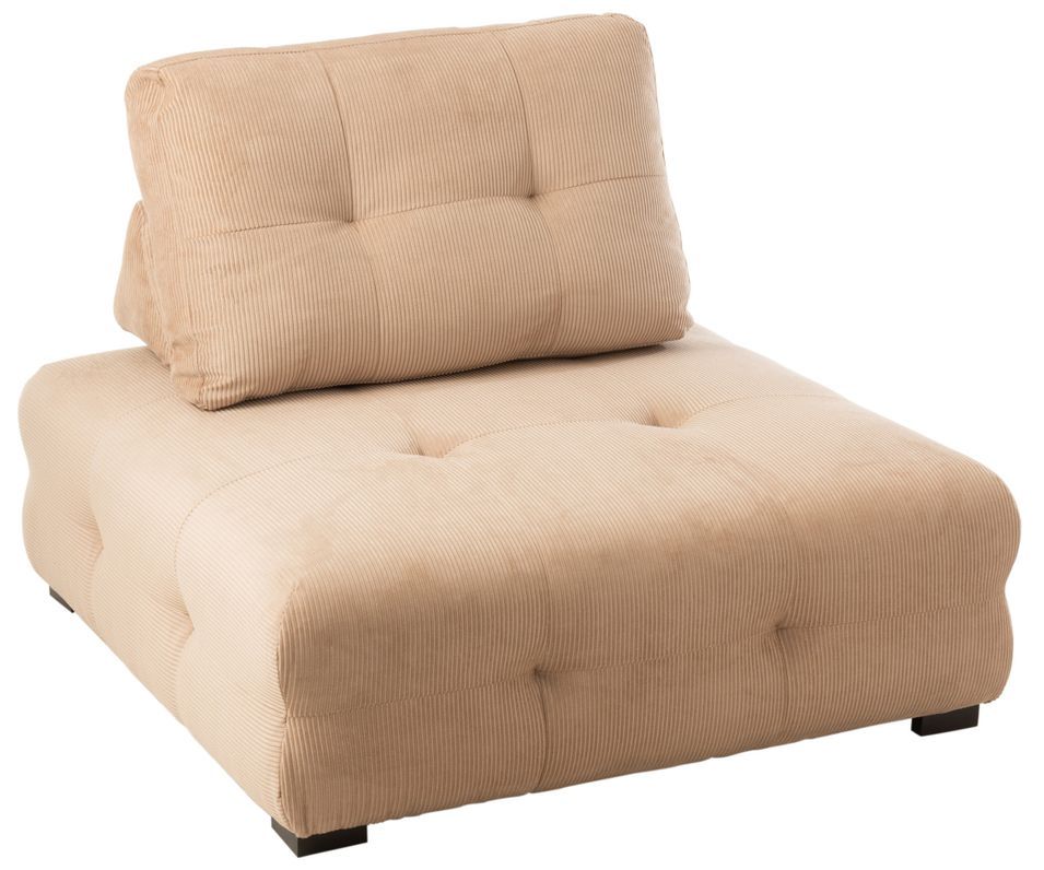 Fauteuil pouf velours beige Thomas - Photo n°1