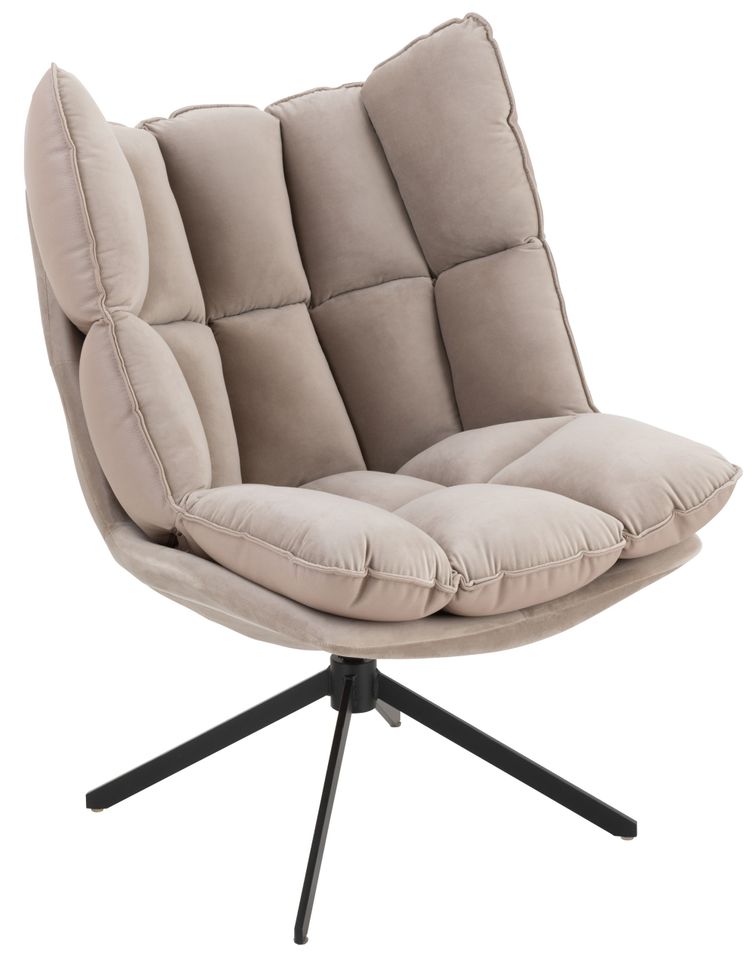 Fauteuil relax coussins sur cadre tissu et métal gris clair Dio - Photo n°1