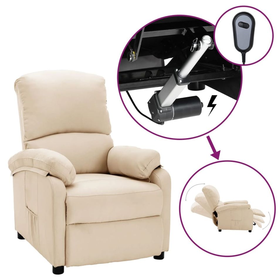 Fauteuil releveur inclinable Crème Tissu 3 - Photo n°1