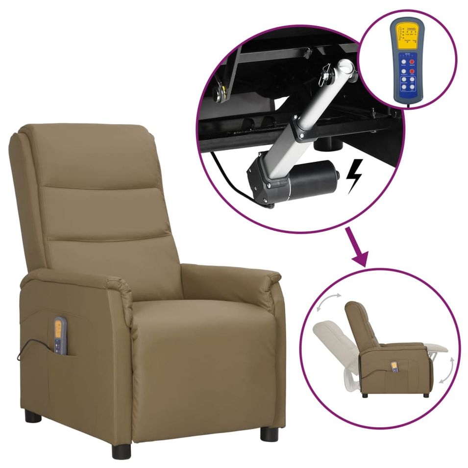 Fauteuil releveur inclinable de massage Cappuccino Similicuir 2 - Photo n°1