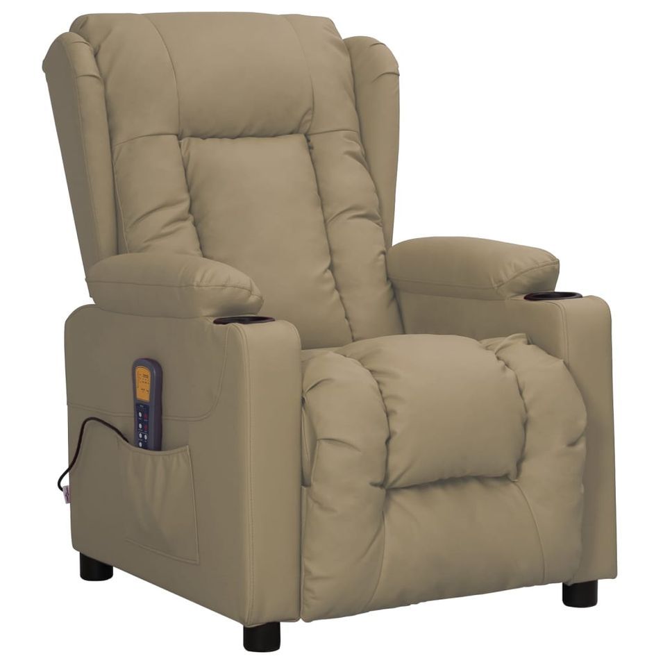 Fauteuil releveur inclinable de massage Cappuccino Similicuir 3 - Photo n°1