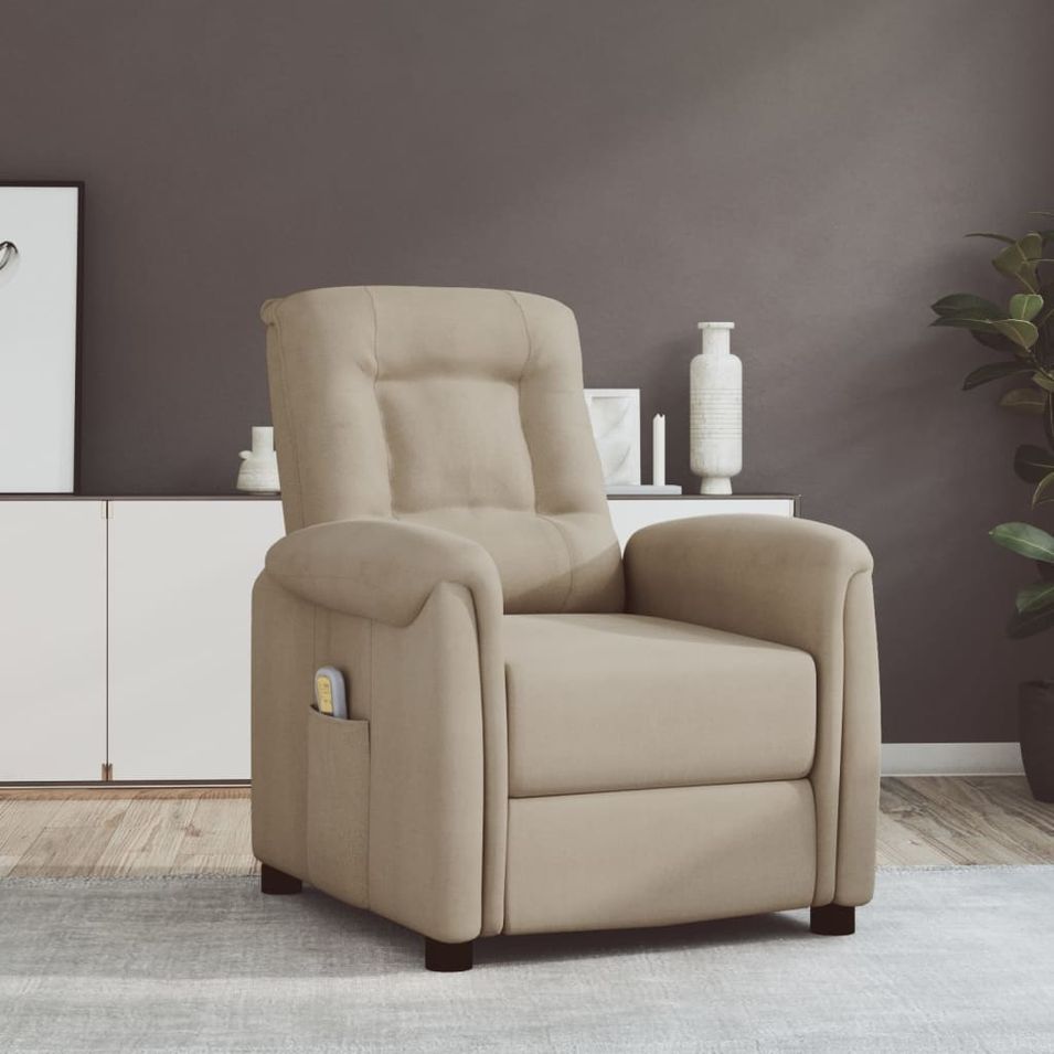 Fauteuil releveur inclinable de massage Gris clair Microfibre - Photo n°1