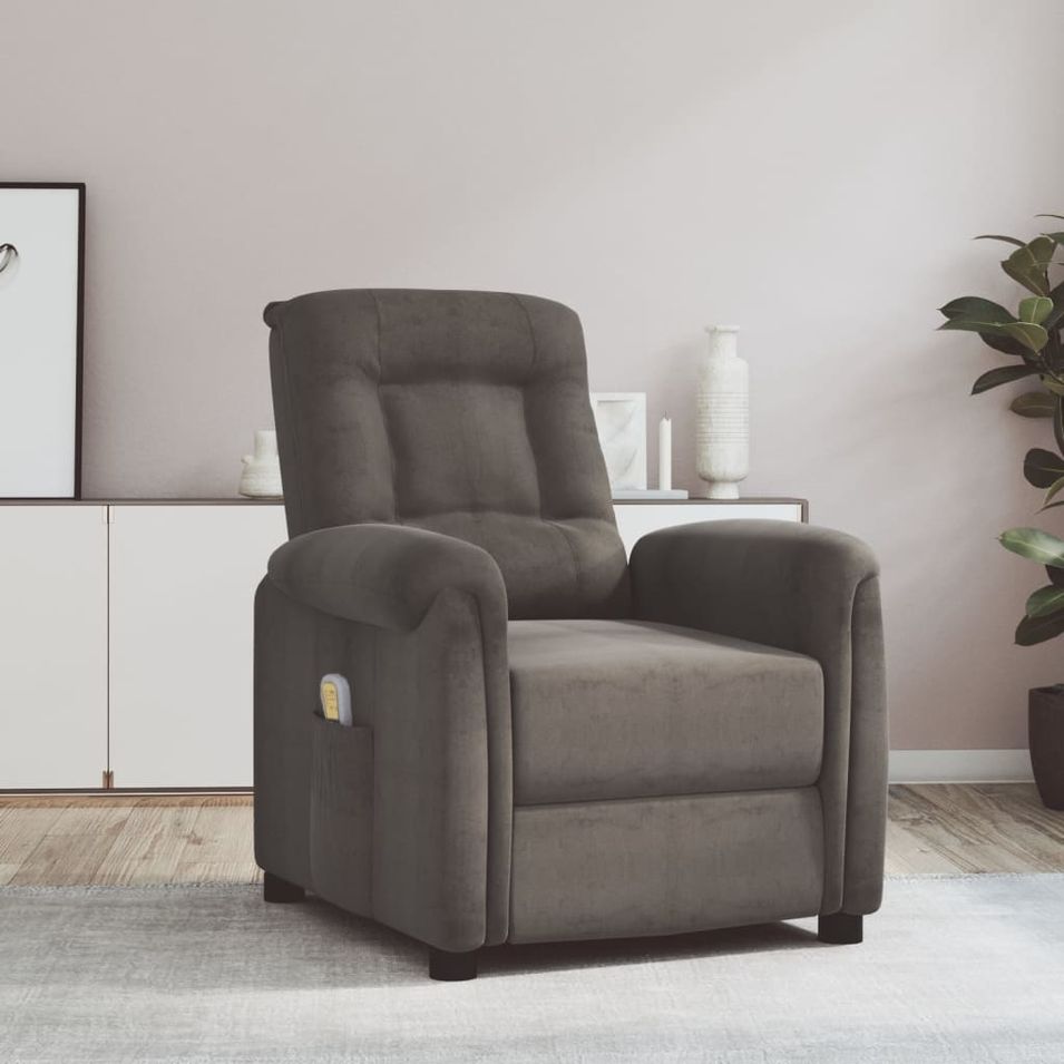 Fauteuil releveur inclinable de massage Gris foncé Microfibre - Photo n°1