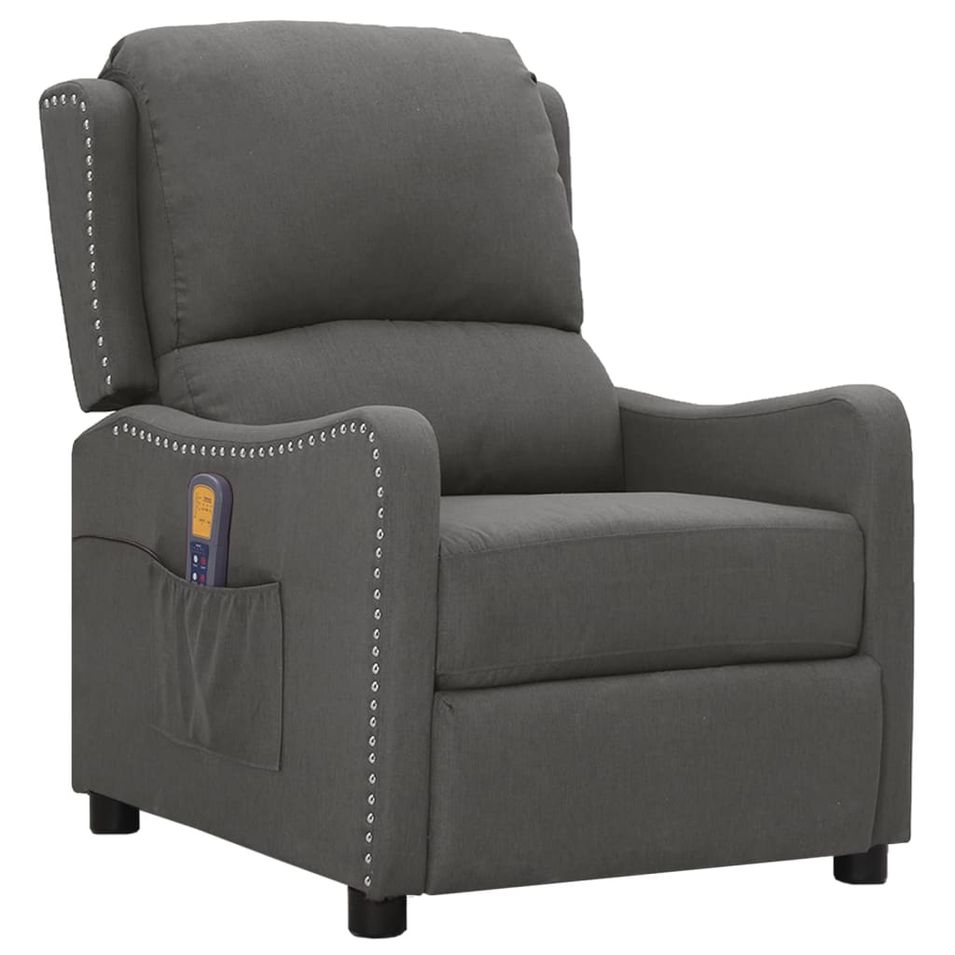 Fauteuil releveur inclinable de massage Gris foncé Tissu - Photo n°1