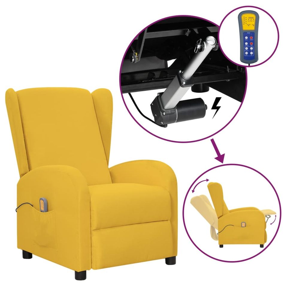 Fauteuil releveur inclinable de massage Jaune Tissu - Photo n°1
