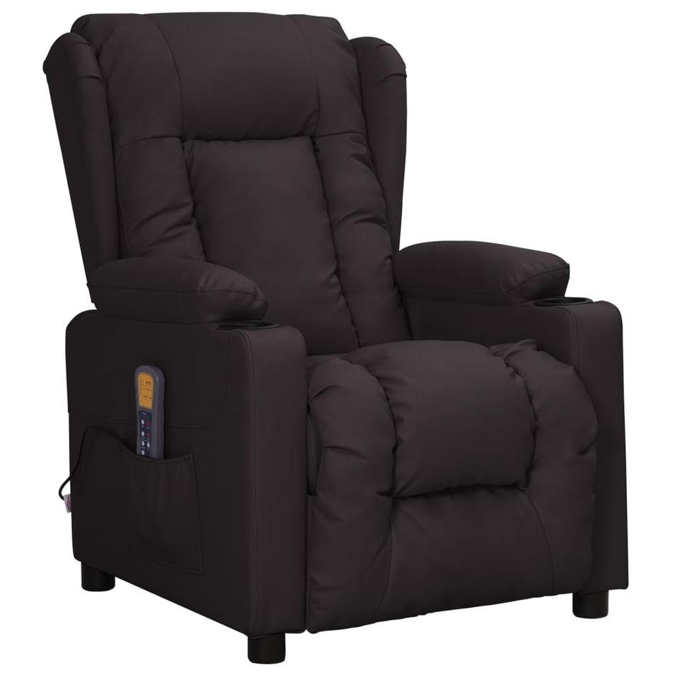 Fauteuil releveur inclinable de massage Noir Similicuir 2 - Photo n°1