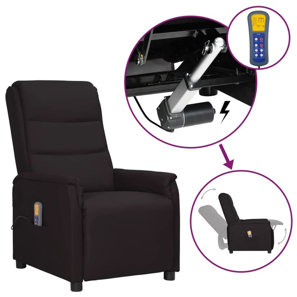 Fauteuil releveur inclinable de massage Noir Similicuir 3 - Photo n°1