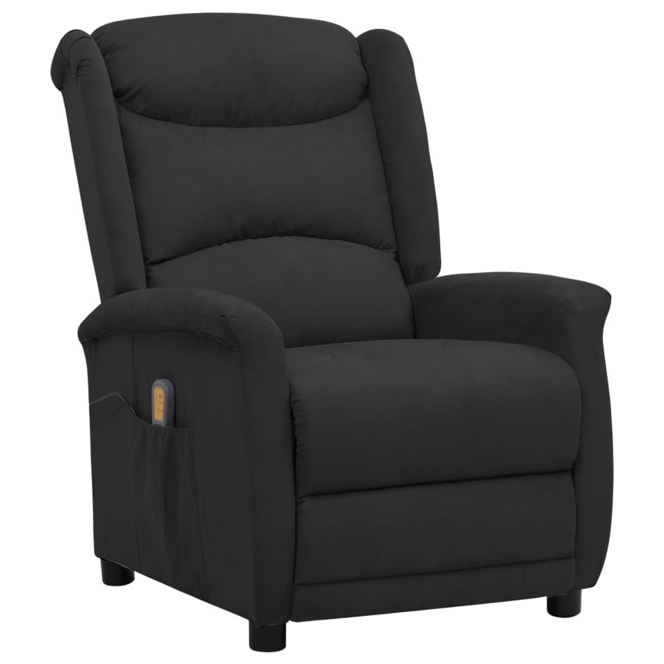 Fauteuil releveur inclinable de massage Noir Tissu microfibre - Photo n°1