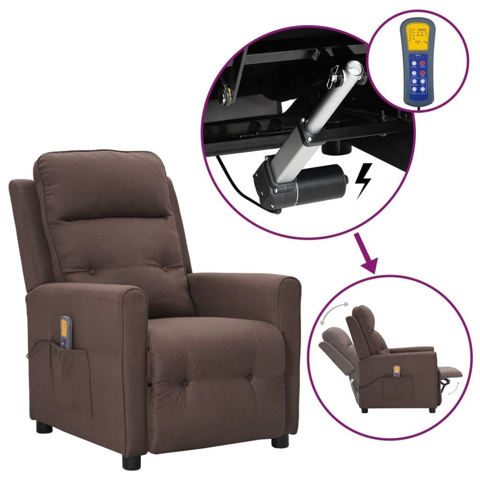 Fauteuil releveur inclinable de massage Taupe Tissu - Photo n°1