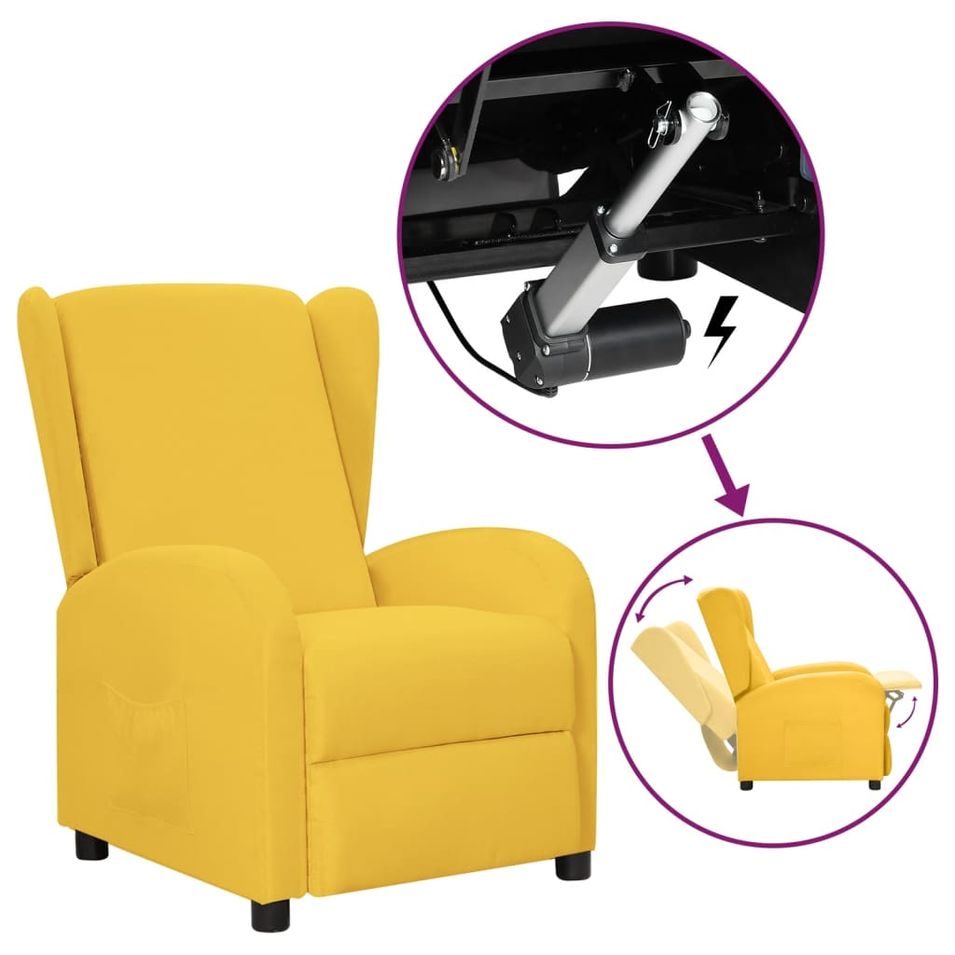 Fauteuil releveur inclinable Jaune Tissu - Photo n°1