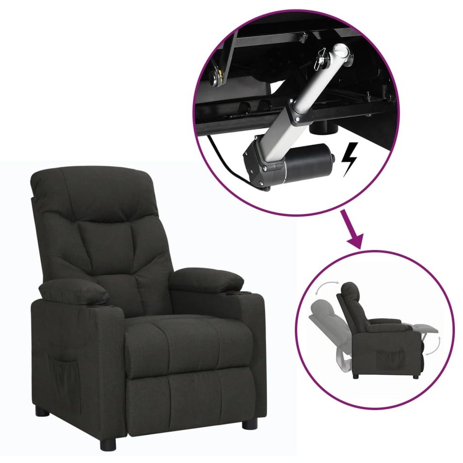 Fauteuil releveur inclinable Noir Tissu 2 - Photo n°1