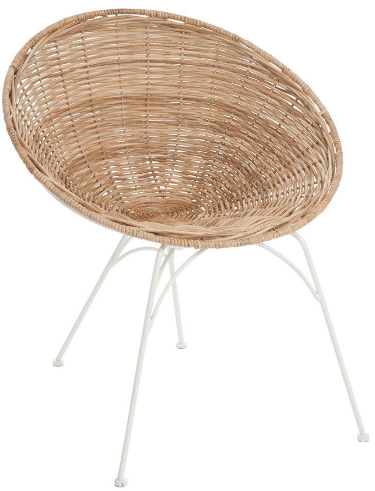 Fauteuil rond rotin naturel et blanc Ibiza - Photo n°1