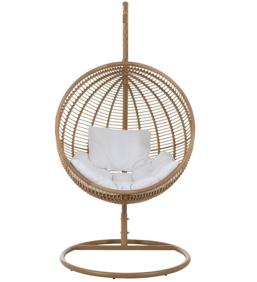 Fauteuil rond suspendu acier effet rotin naturel BINO - L'art de la détente en suspension - Photo n°1