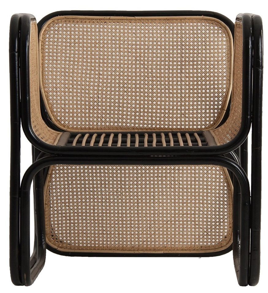 Fauteuil rotin clair et bois massif noir Awena - Photo n°1