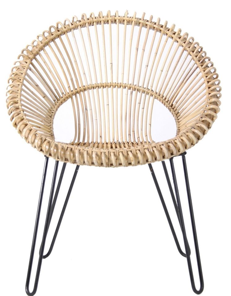 Fauteuil rotin clair et pieds métal noir Wahil - Photo n°1