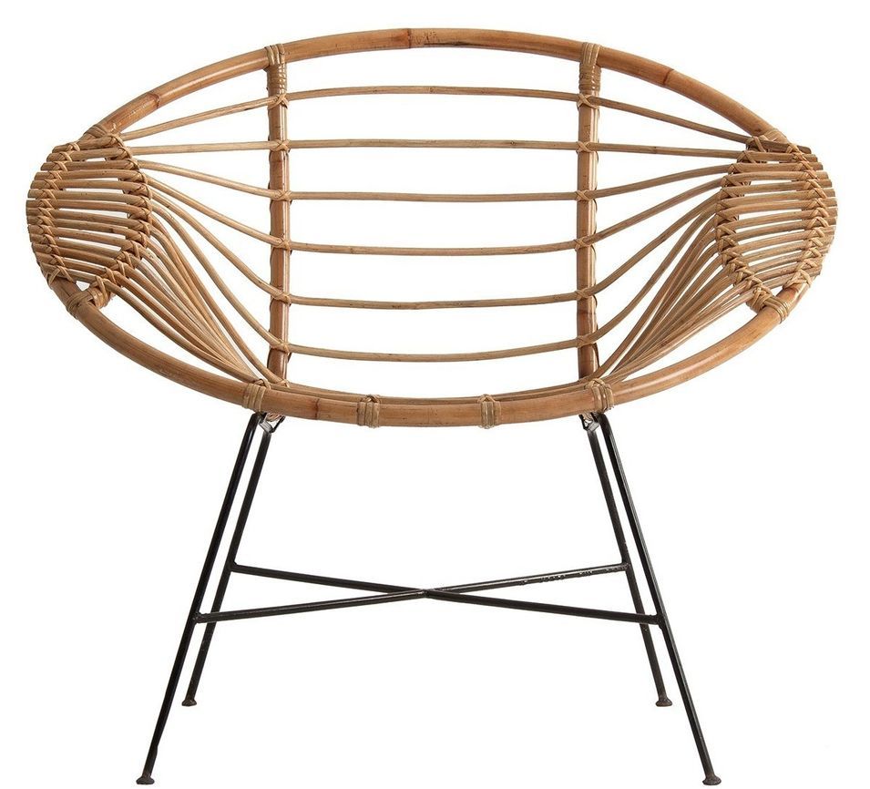 Fauteuil rotin clair et pieds métal noir Xalbat - Photo n°1