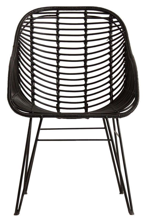 Fauteuil rotin et pieds métal noir Viggo - Photo n°1