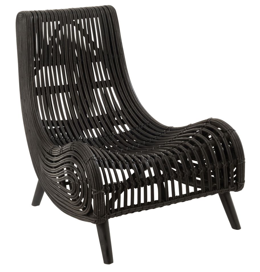 Fauteuil rotin noir Styles - Photo n°1