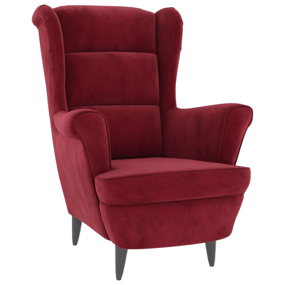 Fauteuil Rouge bordeaux Velours - Photo n°1