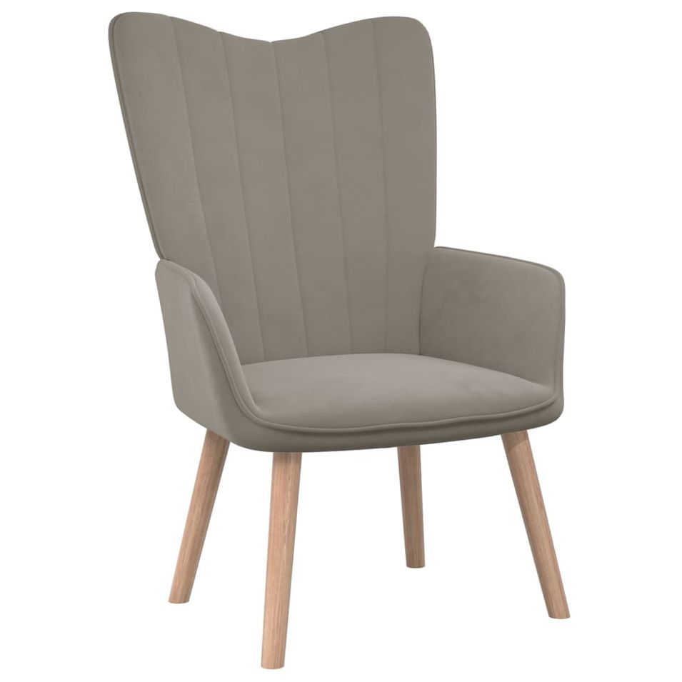 Fauteuil scandinave Gris clair Velours - Photo n°1