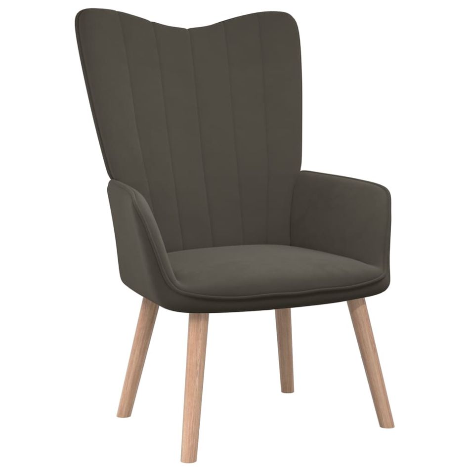 Fauteuil scandinave Gris foncé Velours - Photo n°1