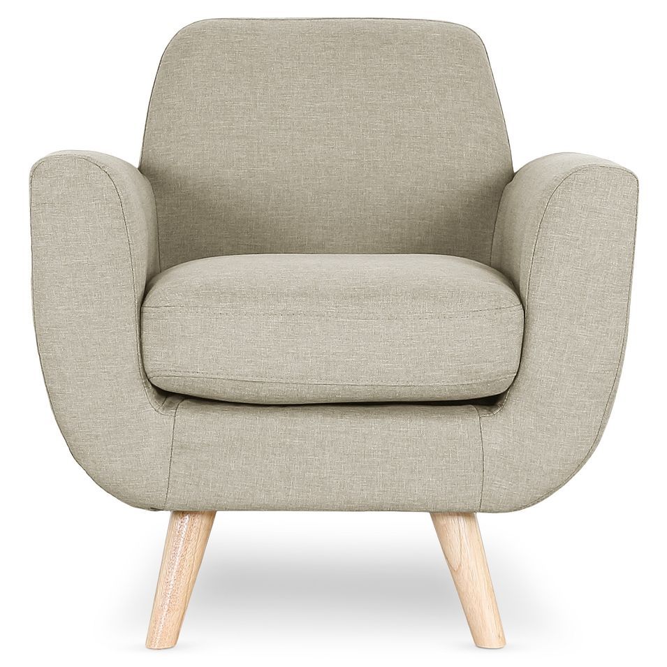 Fauteuil scandinave tissu beige Annis - Photo n°1
